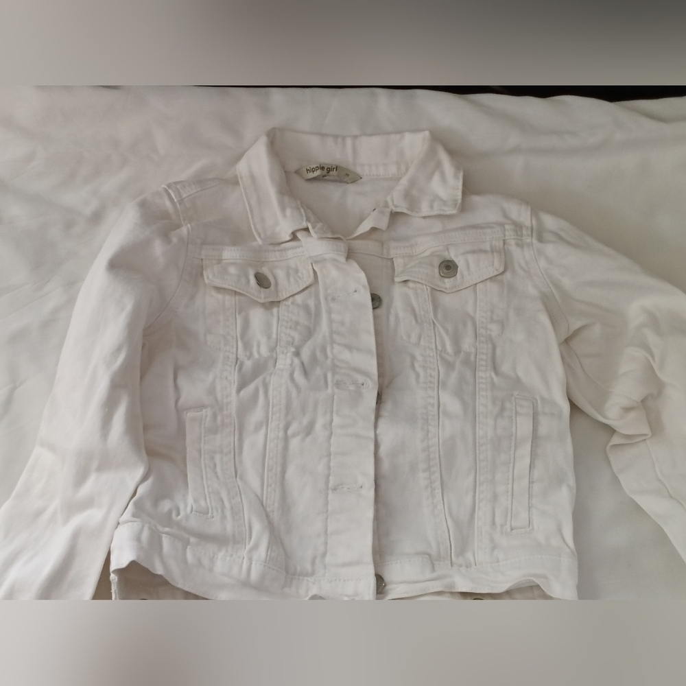 Hippie Girl Jacket Girl M White Jean Casual Versatile School Layering